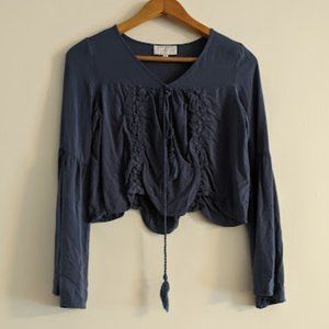 Kendall and Kylie Blue Boho Crop Top Size M